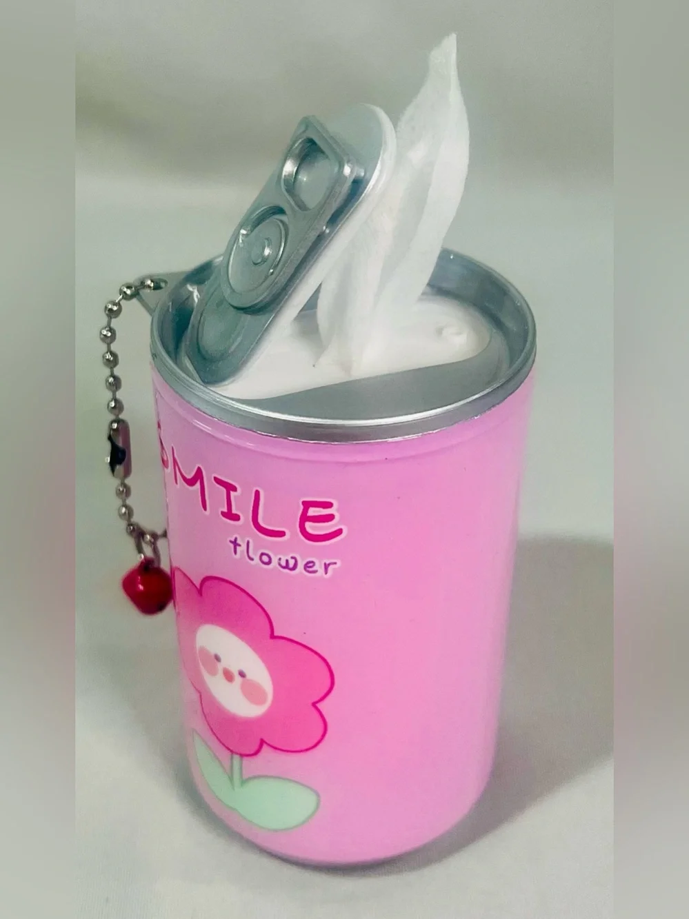 Smile Flower Keychain Can of Wipes- Pastel Purple, Cream, Pink, Green 4 Pack